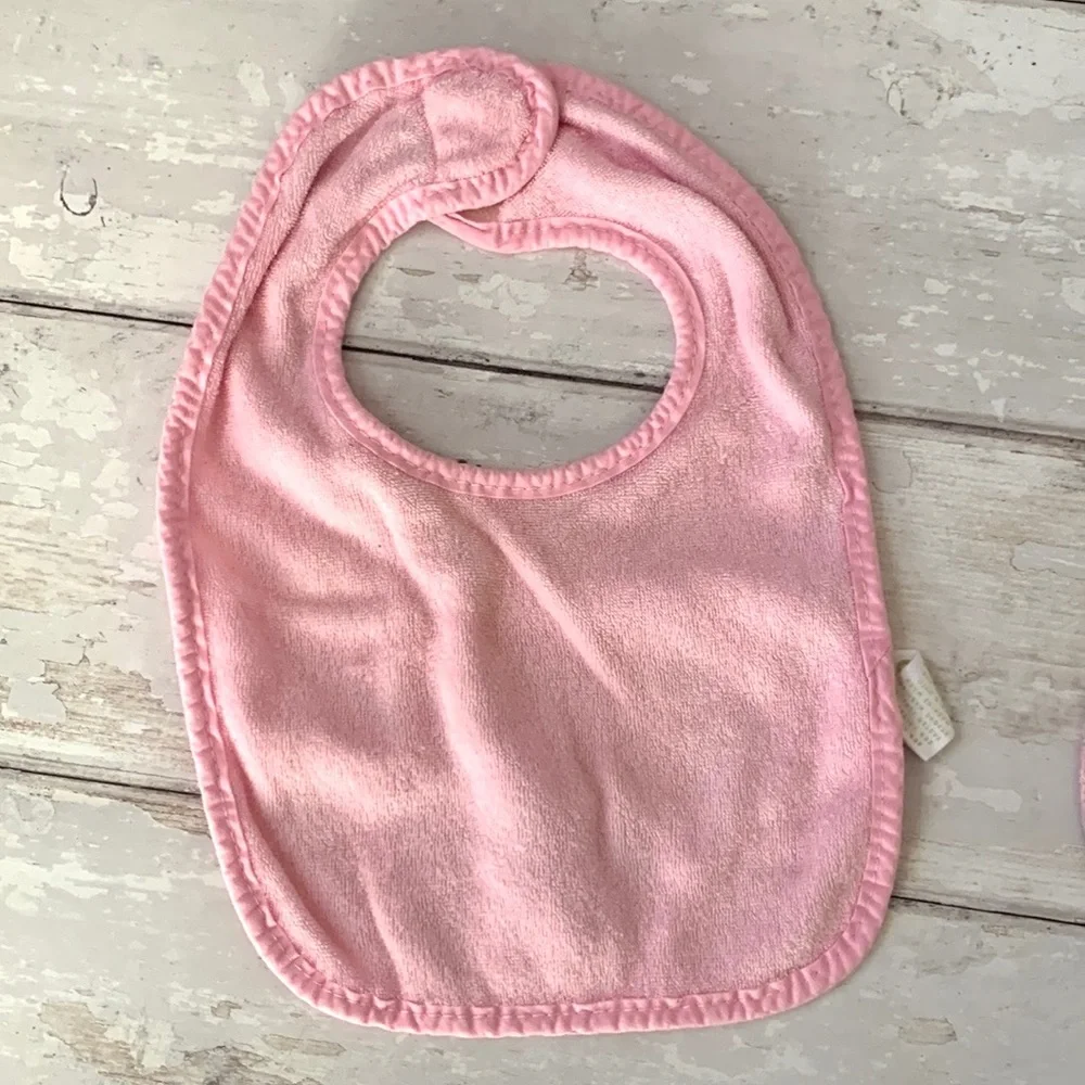 Baby Girl OS Drool Bibs Bundle Set of 4 Assorted Brands Pink White & Animals